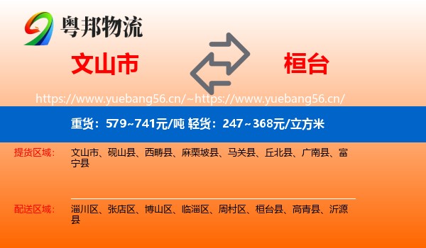 文山市到桓台县物流