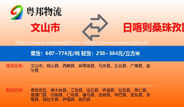 文山市到桑珠孜区物流