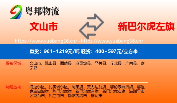 文山市到新巴尔虎左旗物流