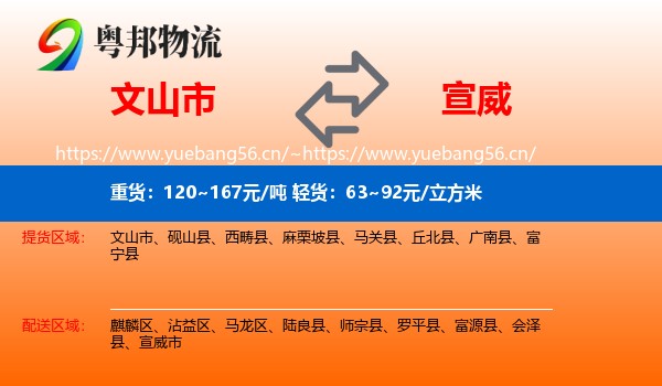 文山市到宣威市物流