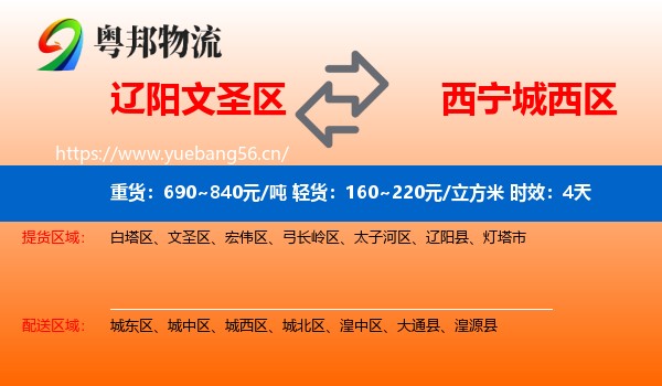 辽阳文圣区到城西区物流专线名片