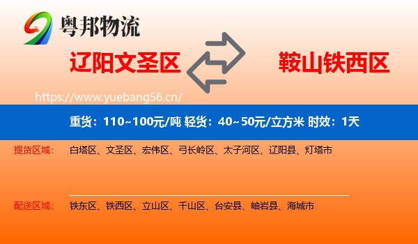 辽阳文圣区到铁西区物流专线名片