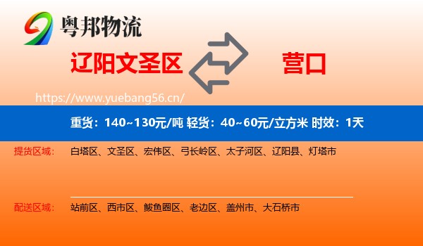 辽阳文圣区到营口物流 辽阳文圣区到营口物流专线名片
