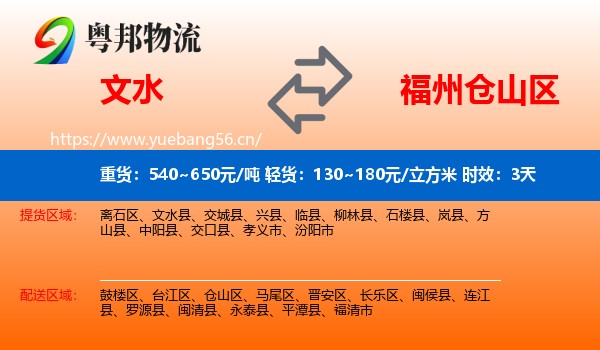 文水到仓山区物流专线名片