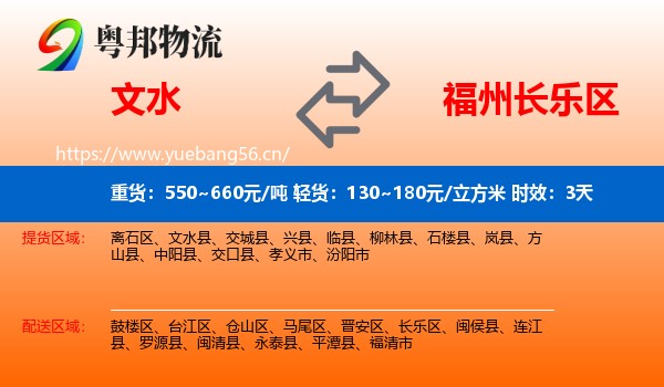 文水到长乐区物流专线名片