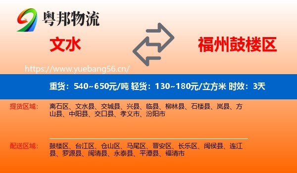 文水到鼓楼区物流专线名片