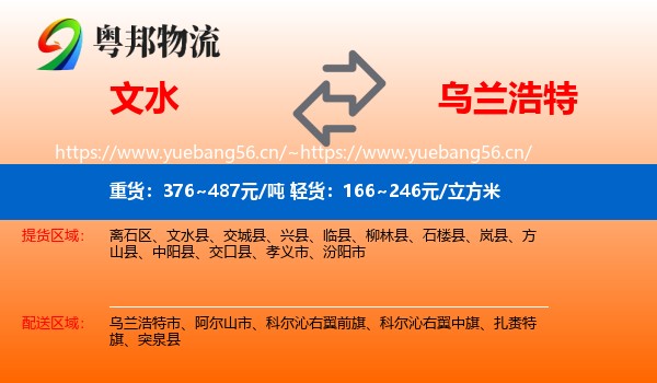 文水到乌兰浩特市物流