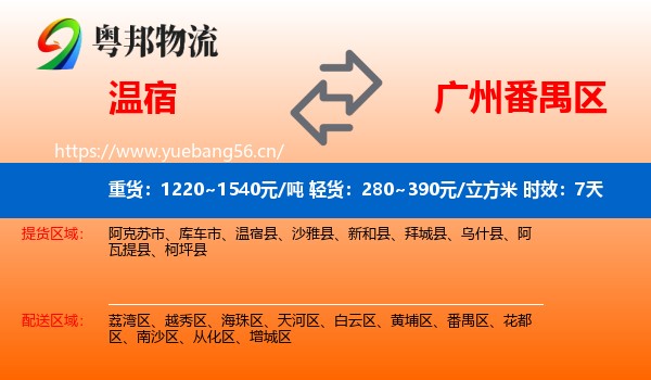 温宿到番禺区物流专线名片