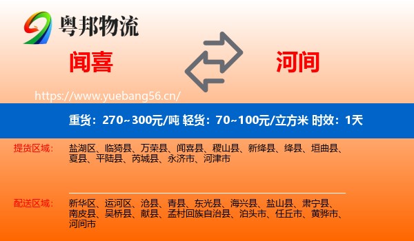 闻喜到河间市物流 闻喜到河间市物流专线名片