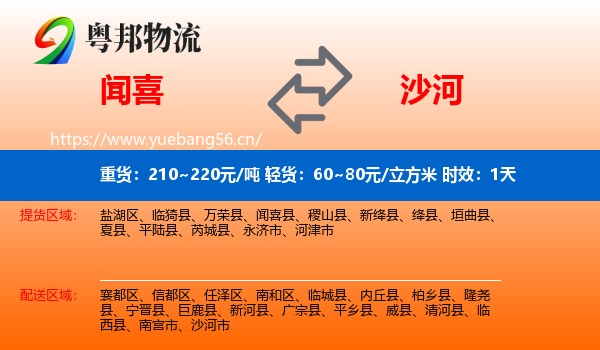 闻喜到沙河市物流专线名片