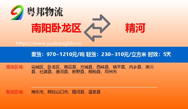 南阳卧龙区到精河县物流专线名片