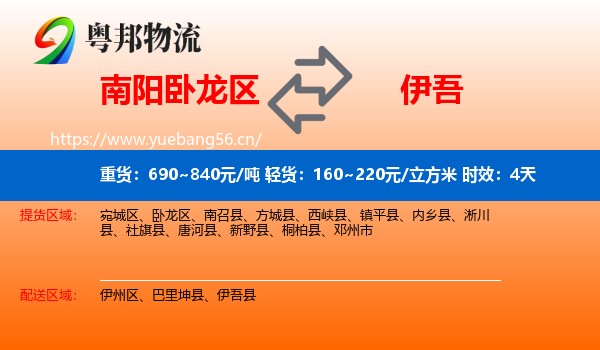 南阳卧龙区到伊吾县物流专线名片