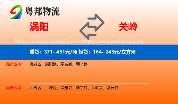 涡阳到关岭县物流