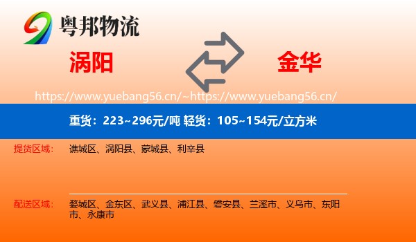 涡阳到金华物流