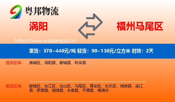涡阳到马尾区物流专线名片