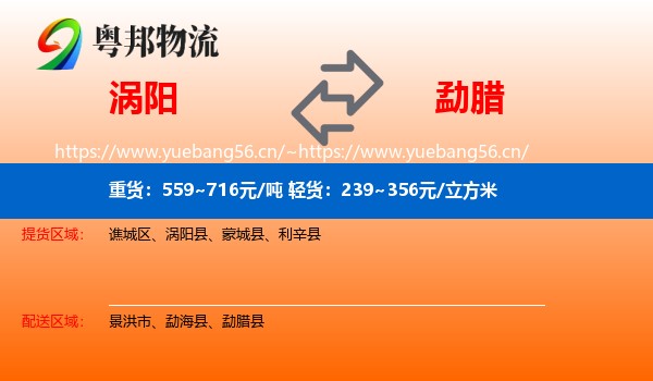 涡阳到勐腊县物流