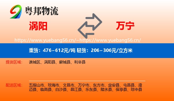 涡阳到万宁市物流