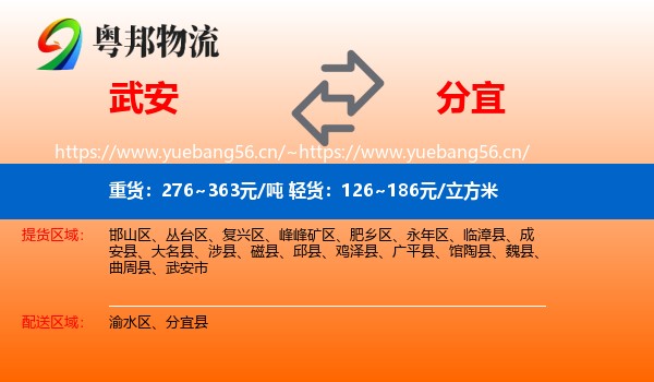 武安到分宜县物流