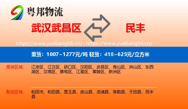 武汉武昌区到民丰县物流