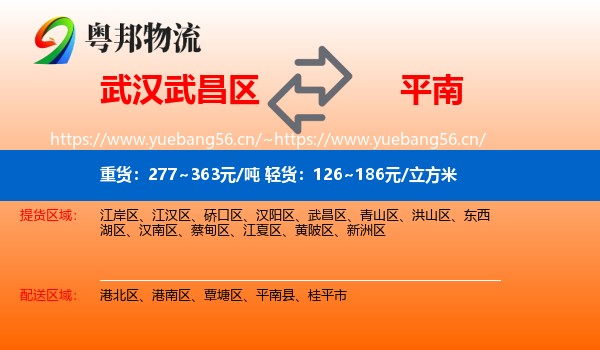 武汉武昌区到平南县物流