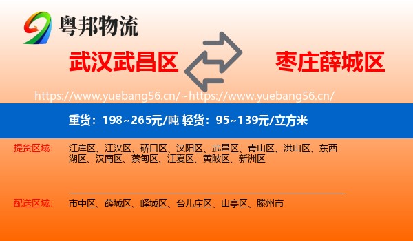 武汉武昌区到薛城区物流