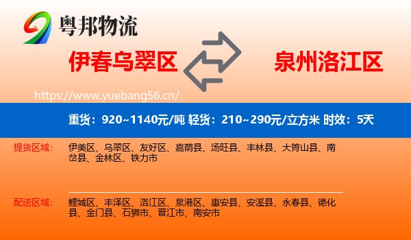 伊春乌翠区到洛江区物流专线名片