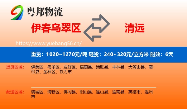 伊春乌翠区到清远物流 伊春乌翠区到清远物流专线名片