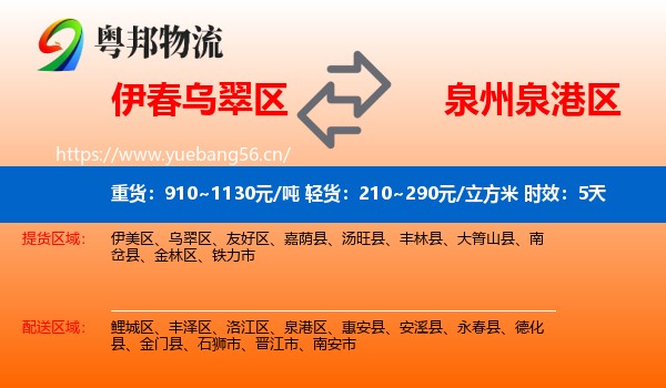伊春乌翠区到泉港区物流 伊春乌翠区到泉港区物流专线名片