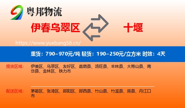 伊春乌翠区到十堰物流专线名片