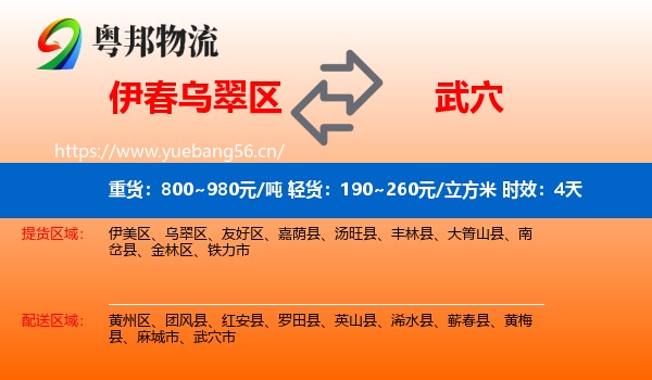 伊春乌翠区到武穴市物流 伊春乌翠区到武穴市物流专线名片