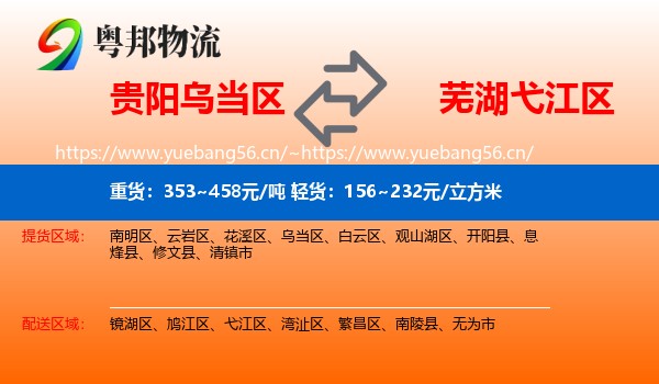 贵阳乌当区到弋江区物流