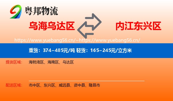 乌海乌达区到东兴区物流