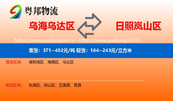 乌海乌达区到岚山区物流