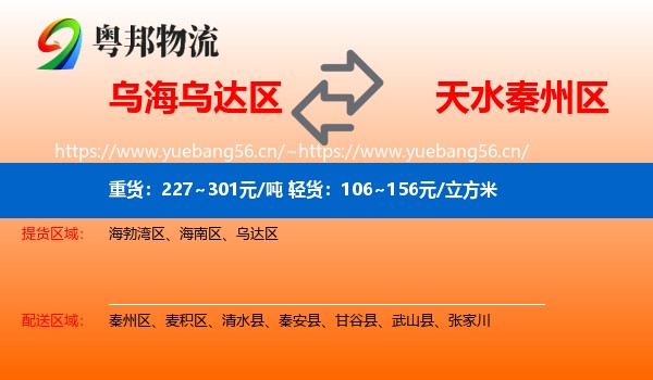 乌海乌达区到秦州区物流