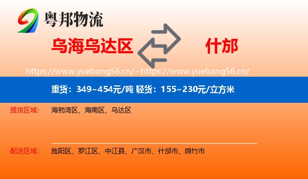 乌海乌达区到什邡市物流