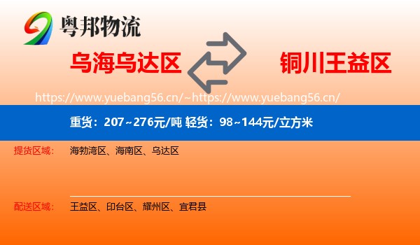 乌海乌达区到王益区物流