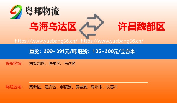 乌海乌达区到魏都区物流