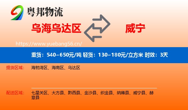 乌海乌达区到威宁县物流专线名片