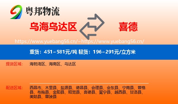 乌海乌达区到喜德县物流