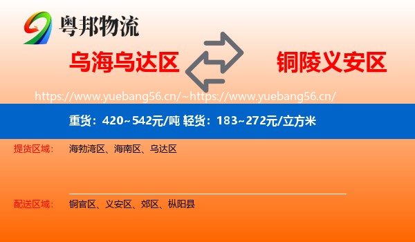 乌海乌达区到义安区物流