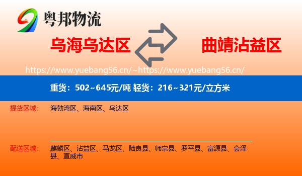 乌海乌达区到沾益区物流
