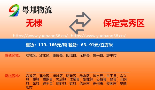 无棣到竞秀区物流