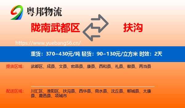 陇南武都区到扶沟县物流专线名片