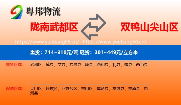 陇南武都区到尖山区物流