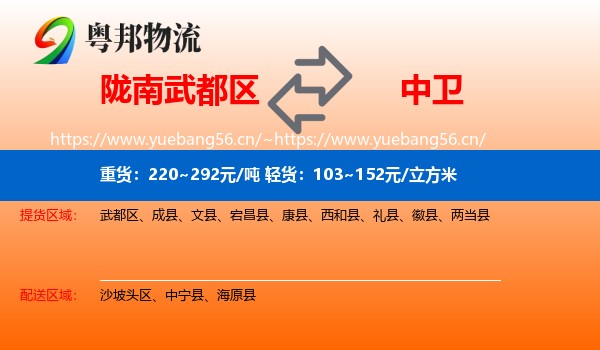陇南武都区到中卫物流