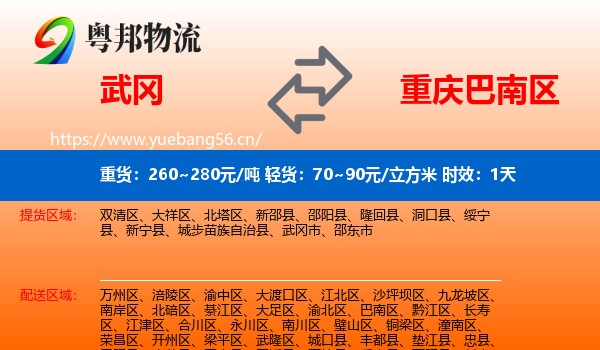 武冈到巴南区物流 武冈到巴南区物流专线名片