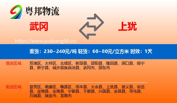 武冈到上犹县物流 武冈到上犹县物流专线名片