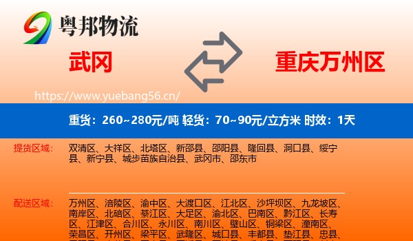 武冈到万州区物流专线名片