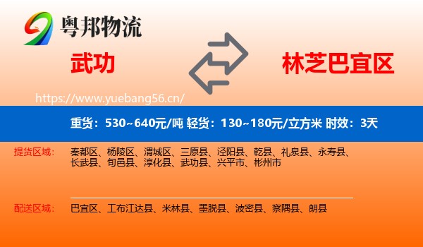 武功到巴宜区物流专线名片