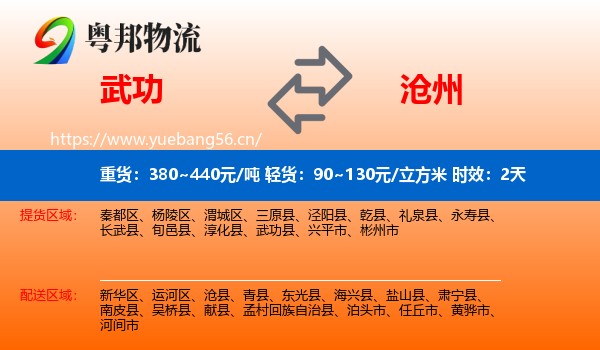 武功到沧州物流专线名片